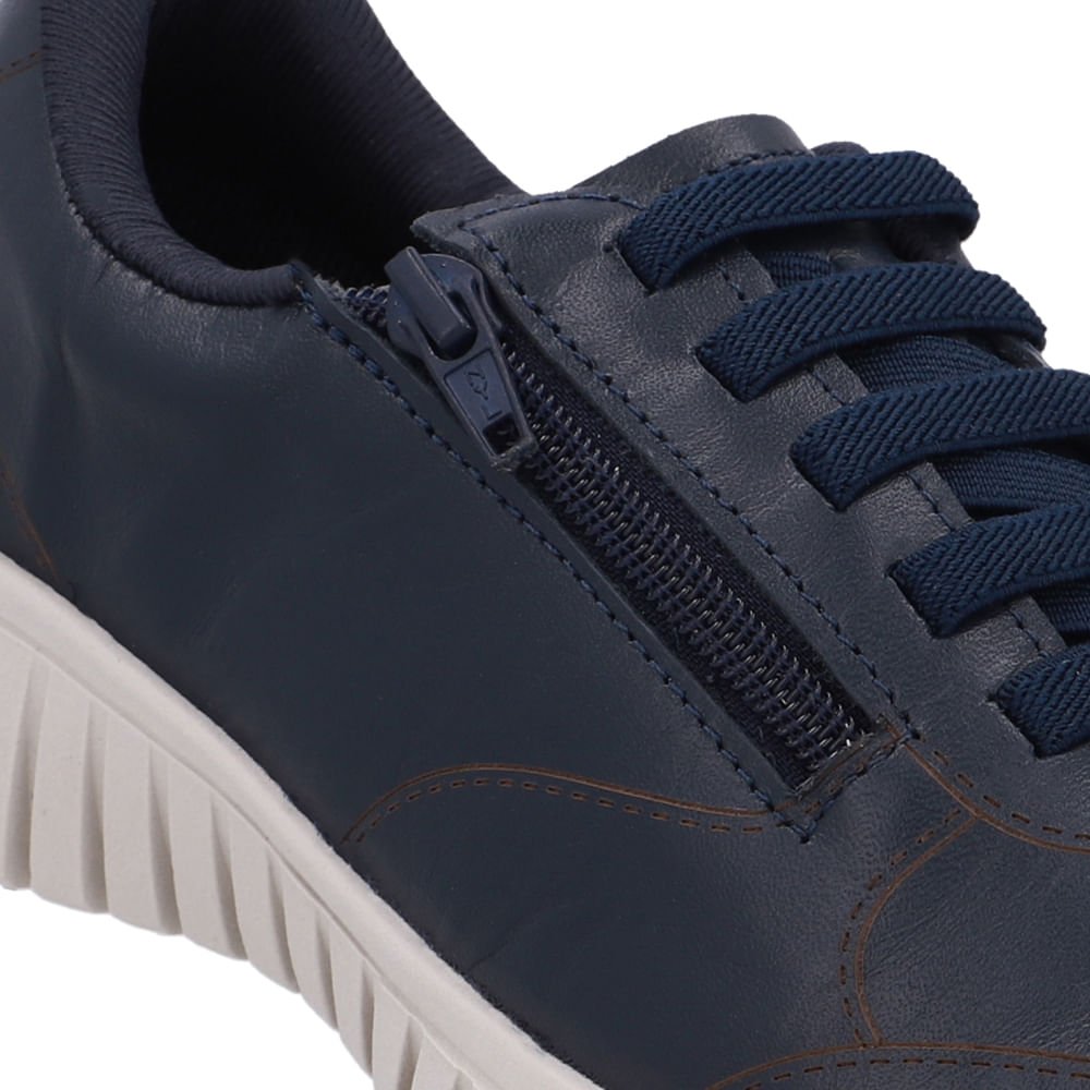 Tênis Zíper Lateral Azul Couro Azul 4