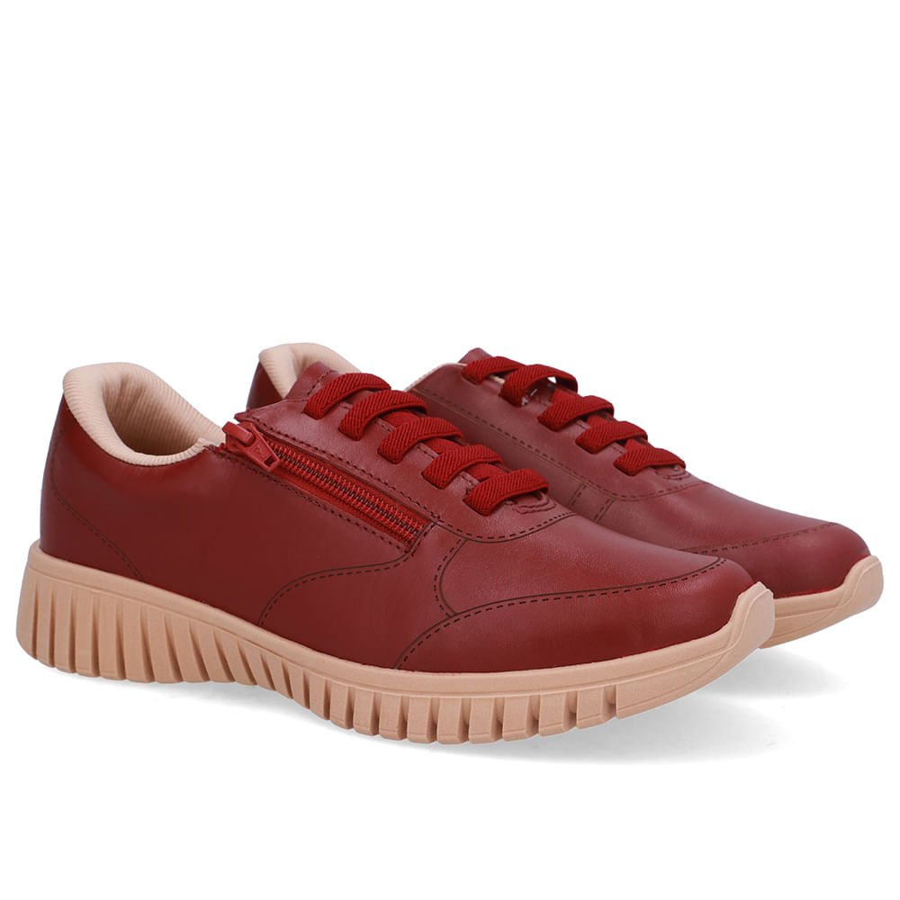 Tênis Zíper Lateral Vermelho Couro Vermelho 2