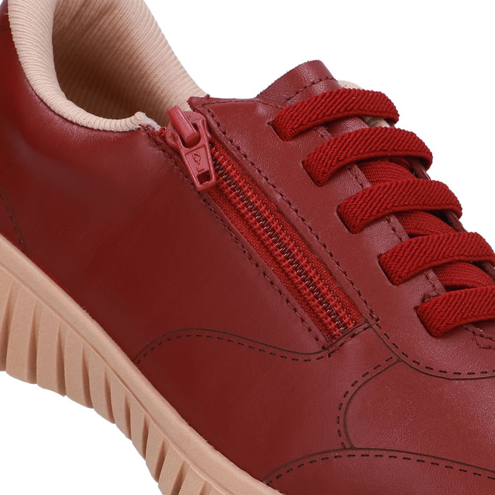 Tênis Zíper Lateral Vermelho Couro Vermelho 4