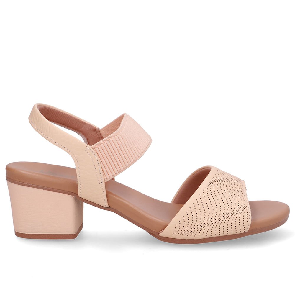 Sandália Salto Bloco Couro Laranja Elástico