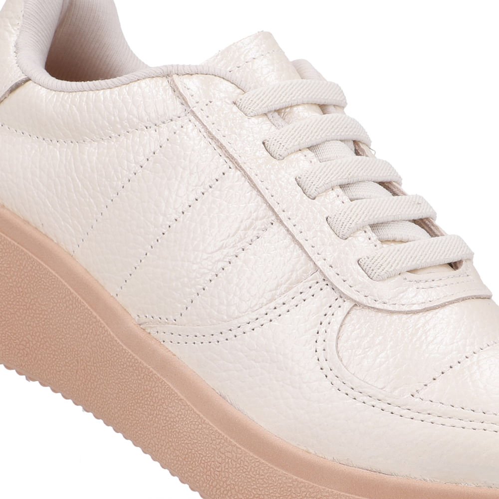 Tênis Cadarço Elástico Branco Marfim Couro Branco 3
