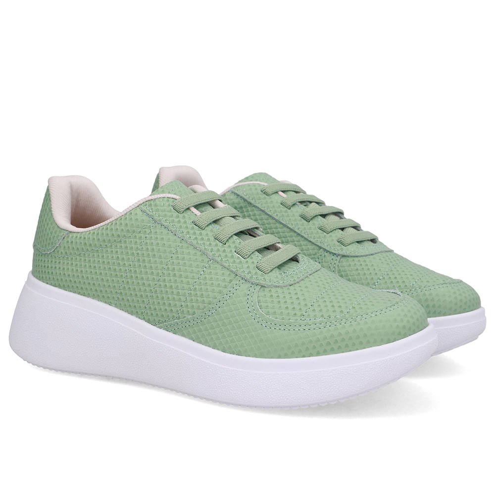 Tênis Cadarço Elástico Verde Couro Verde 2