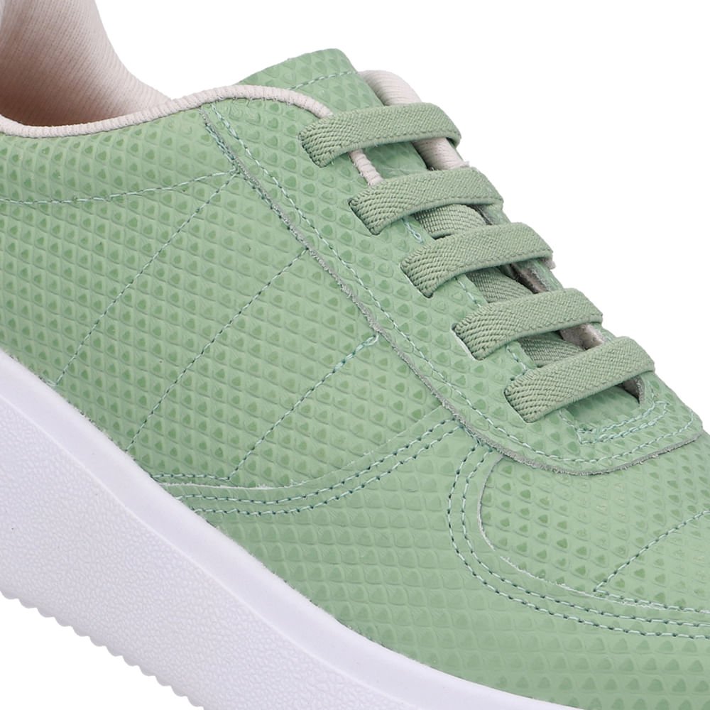 Tênis Cadarço Elástico Verde Couro Verde 4