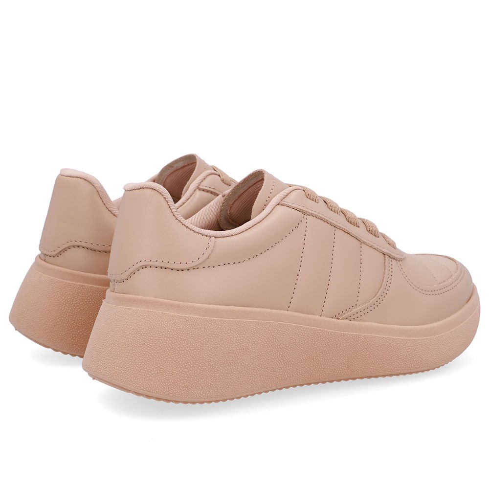 Tênis Cadarço Elástico Bege Couro Bege 3