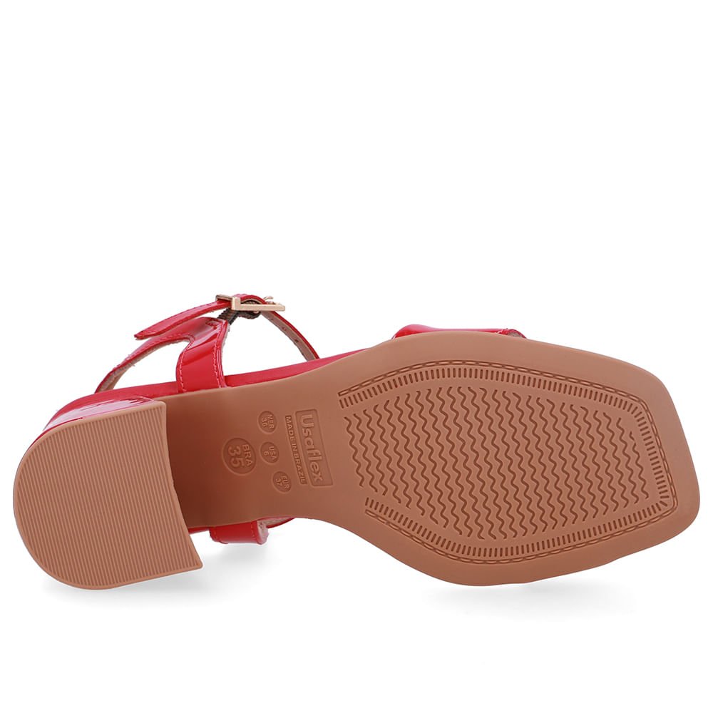 Sandália Salto Bloco Tira Verniz Vermelha Vermelho 4