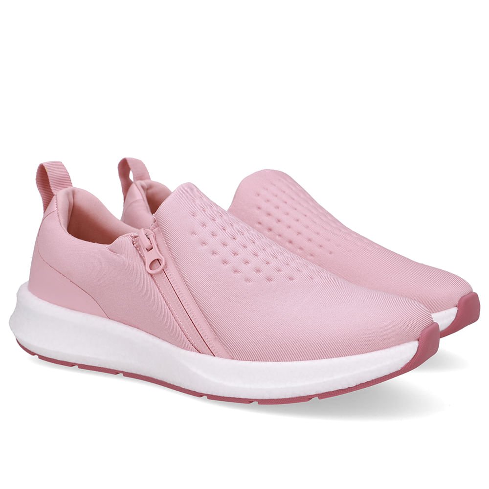 Tênis Elastano Rosa Zíper Lateral Rosa 2