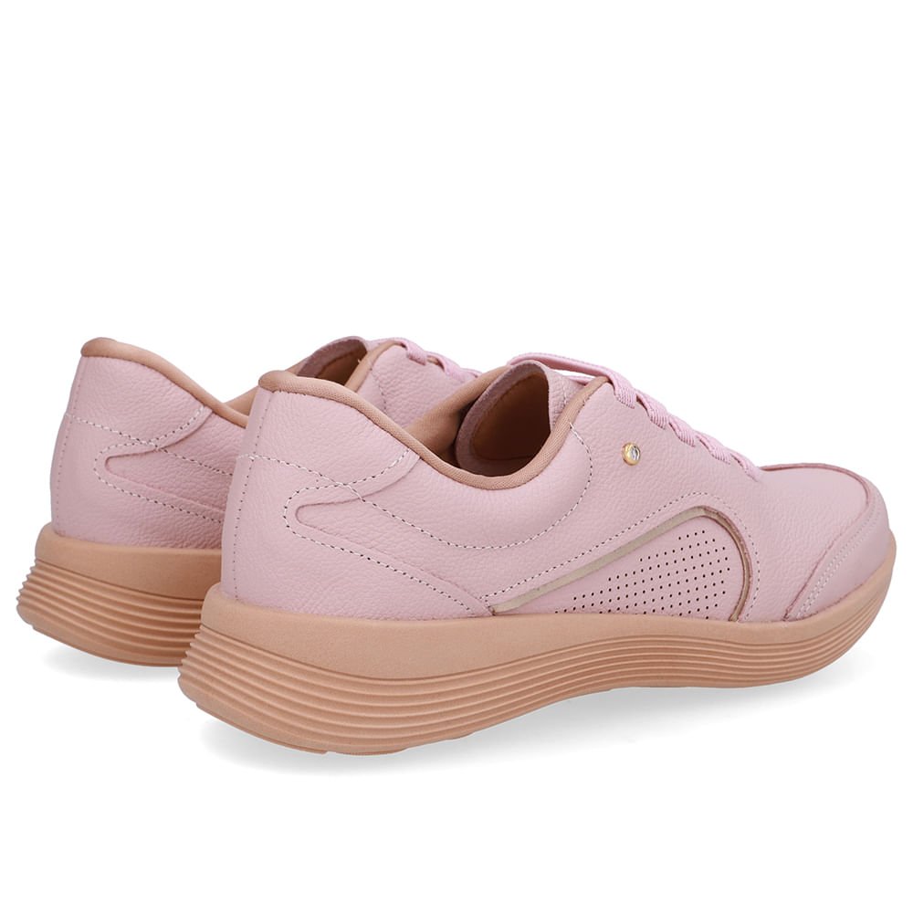 Tênis Rosa Couro Cadarço Elástico Rosa 3