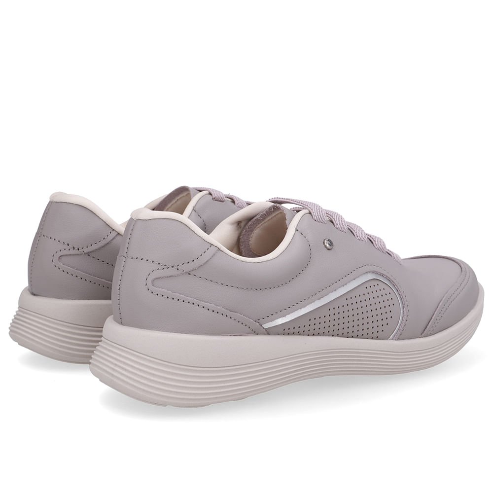 Tênis Cinza Couro Cadarço Elástico Cinza 3