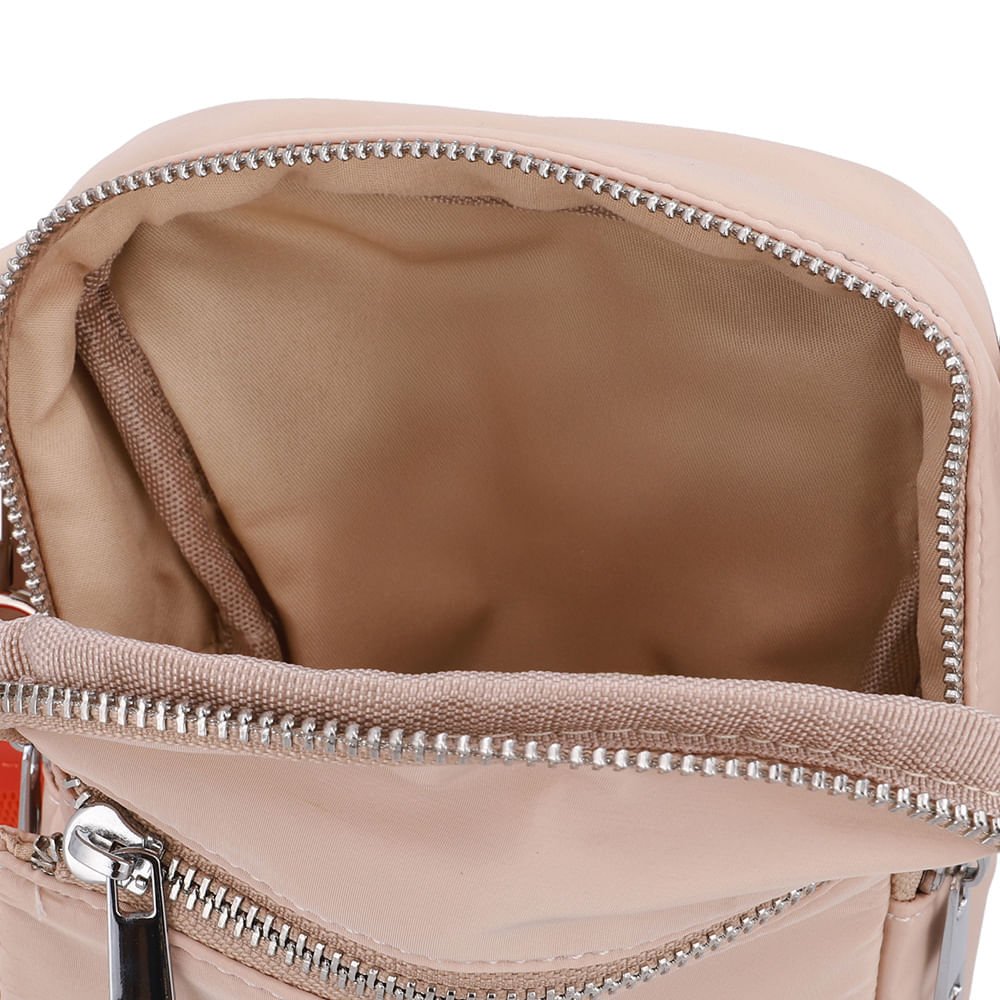 Bolsa Tiracolo Poofy Nylon Bege Zíper Bege 3