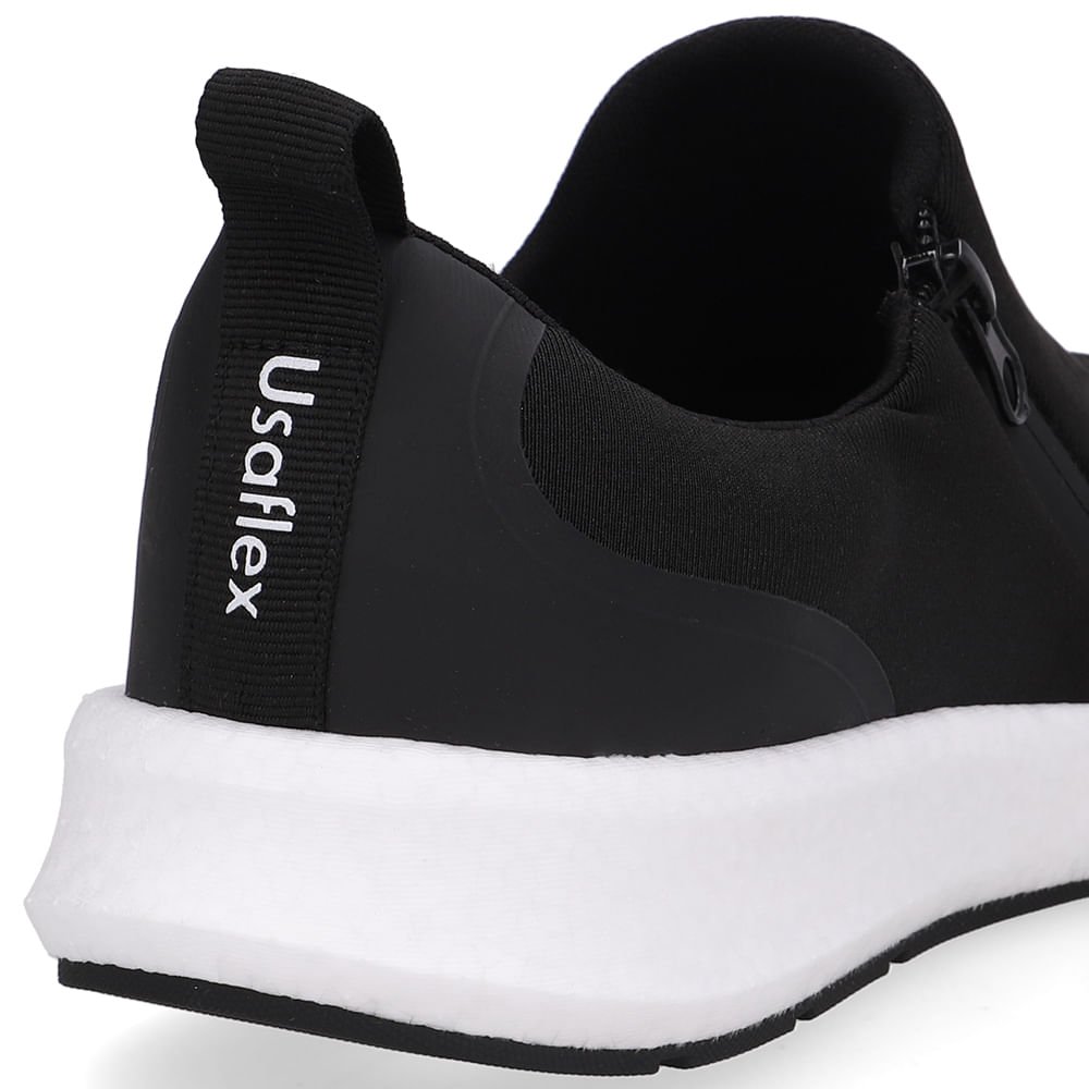 Tênis Elastano Preto Zíper Lateral Preto 4