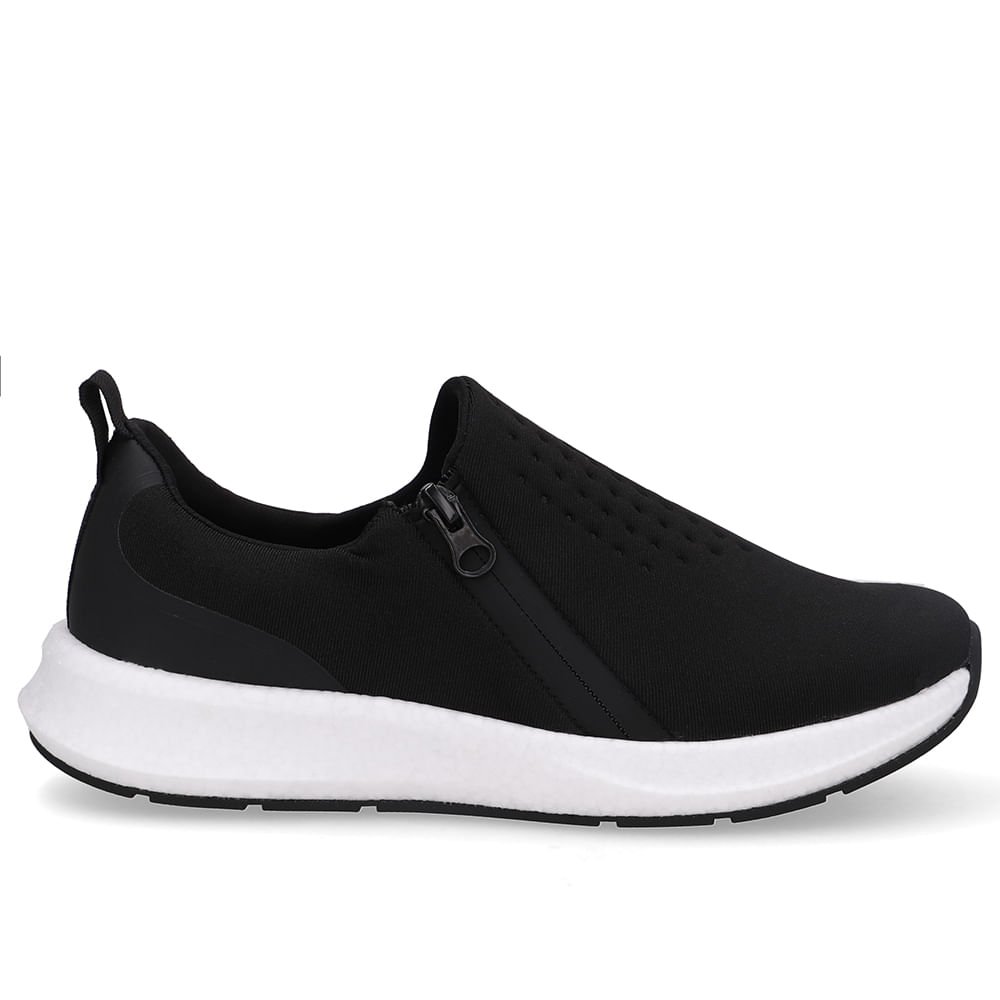 Tênis Elastano Preto Zíper Lateral