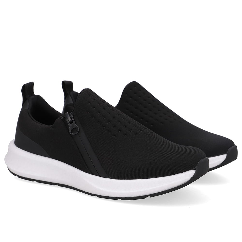 Tênis Elastano Preto Zíper Lateral Preto 2