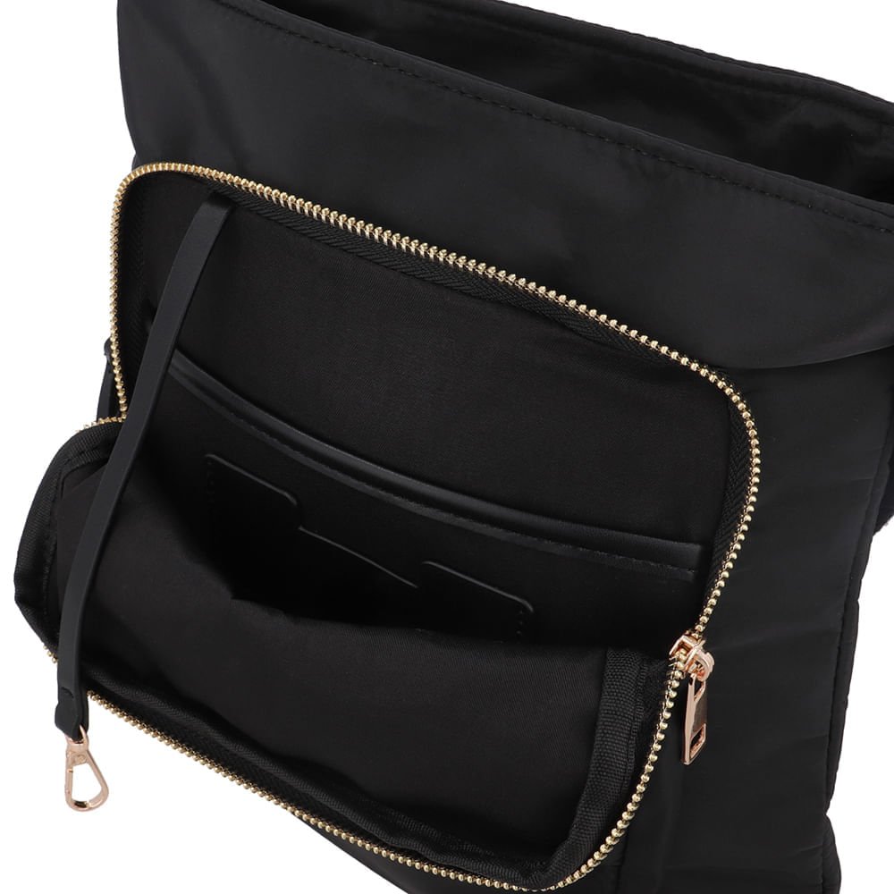 Bolsa Tiracolo Nylon Preta Preto 3