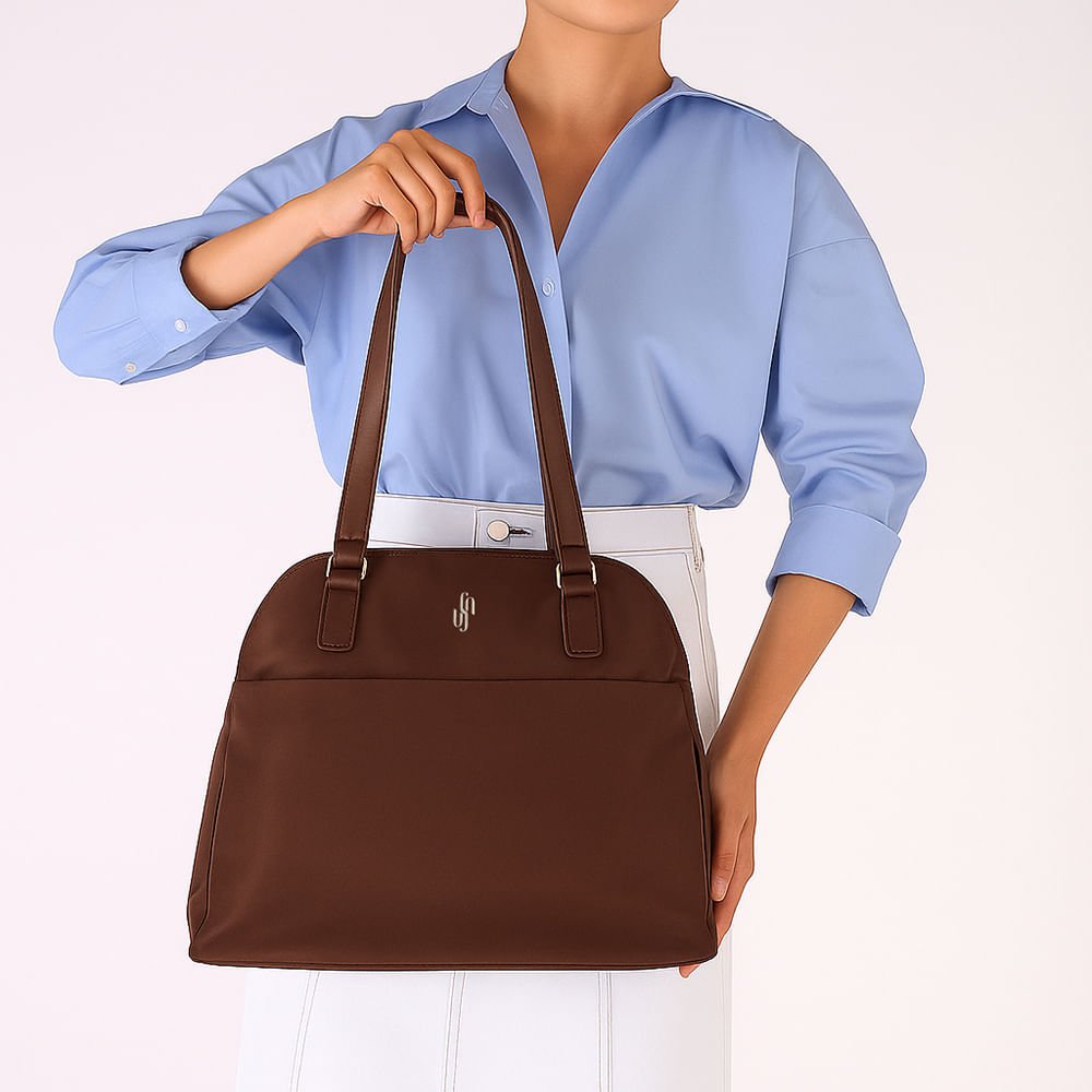 Bolsa Shopper Nylon Marrom Marrom 5