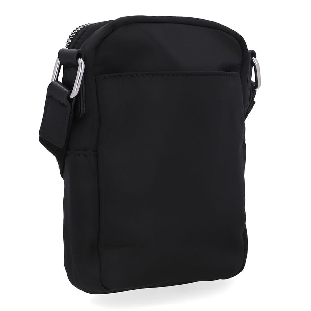 Bolsa Tiracolo Poofy Nylon Preta Zíper Preto 2