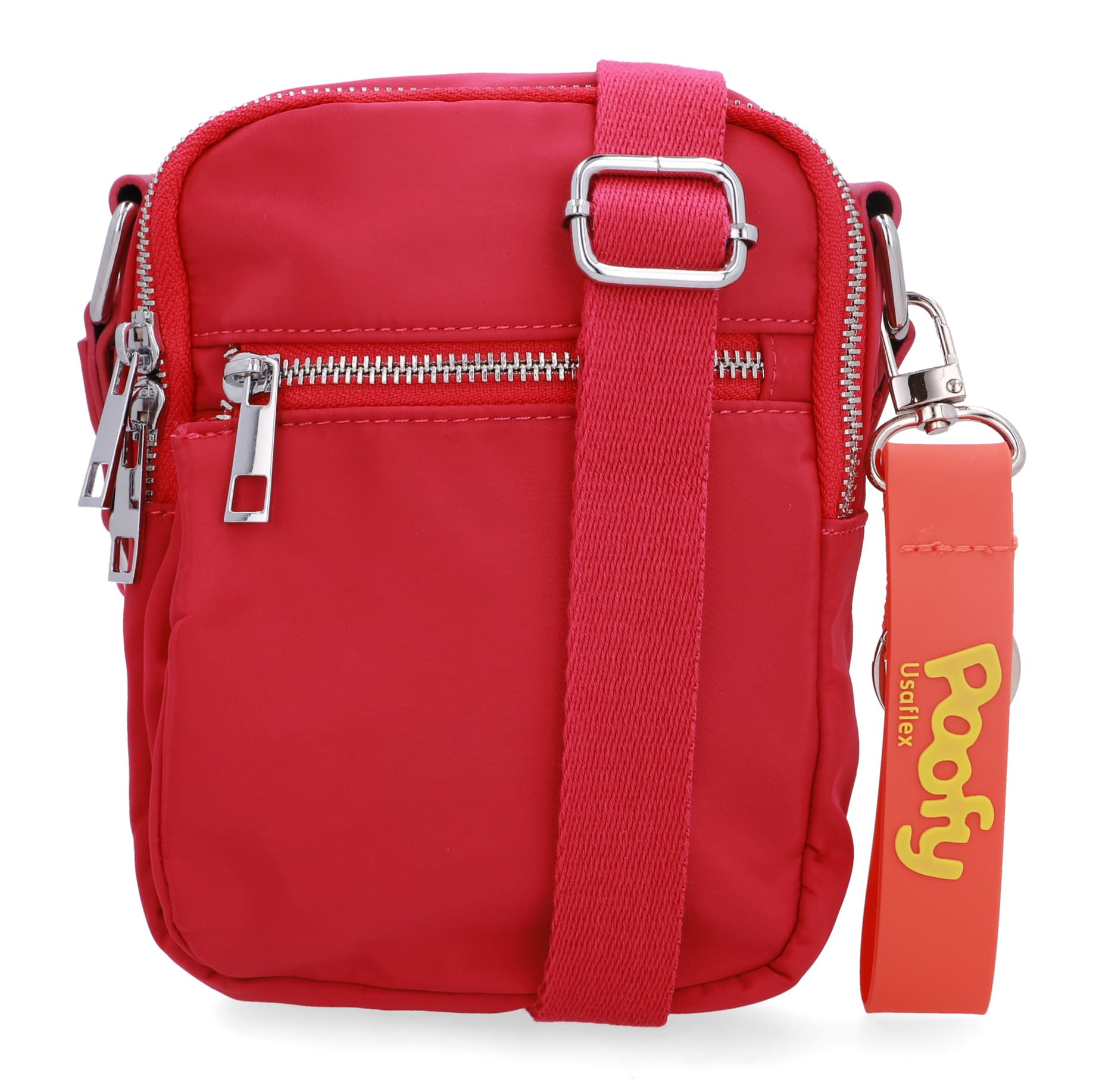 Bolsa Tiracolo Poofy Nylon Rosa Zíper