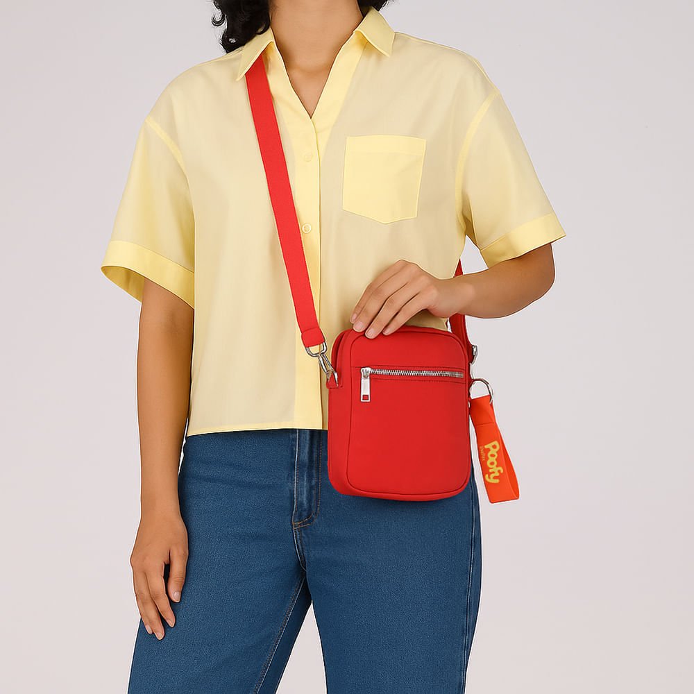 Bolsa Tiracolo Poofy Nylon Rosa Zíper Rosa 4