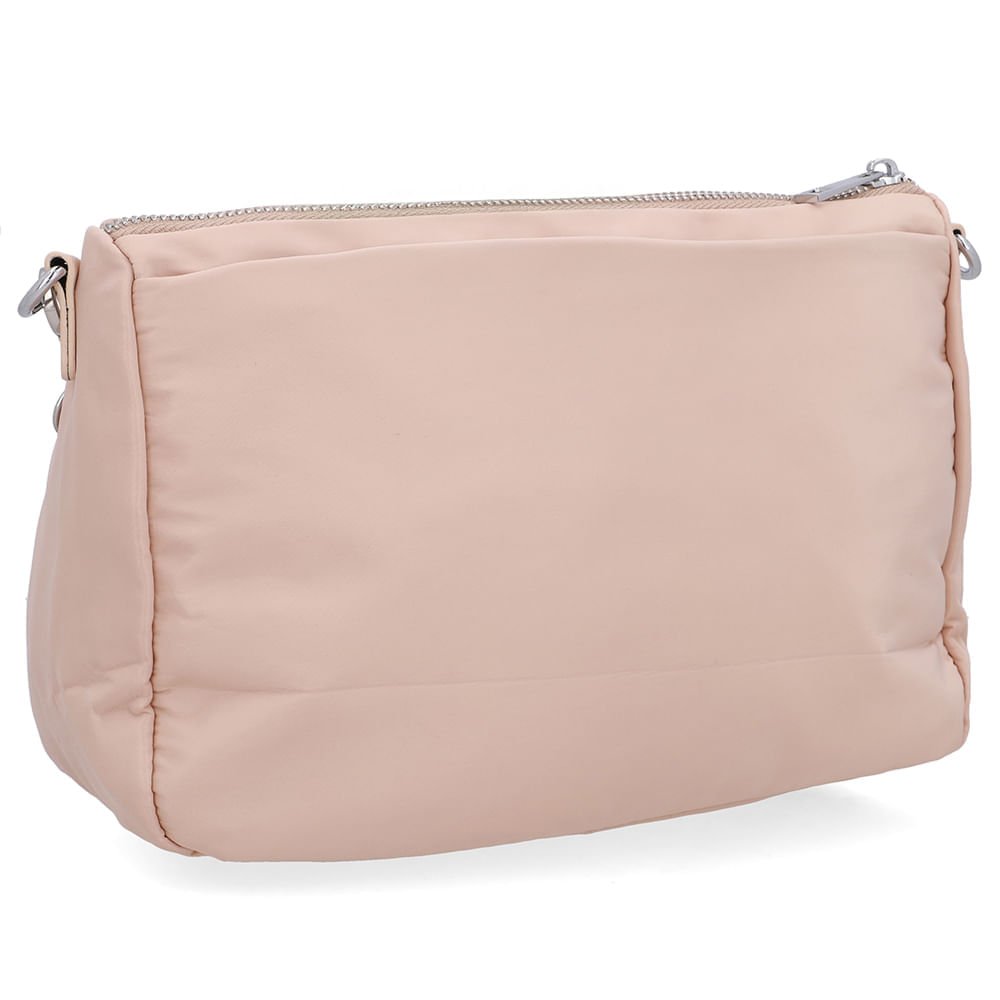 Bolsa Tiracolo Poofy Nylon Bege Bolso Rosa Claro 2