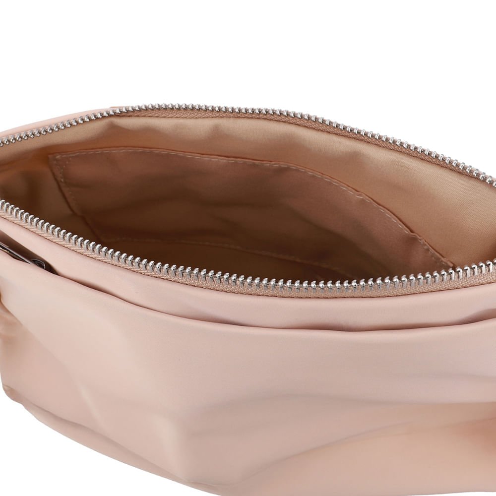 Bolsa Tiracolo Poofy Nylon Bege Bolso Rosa Claro 3