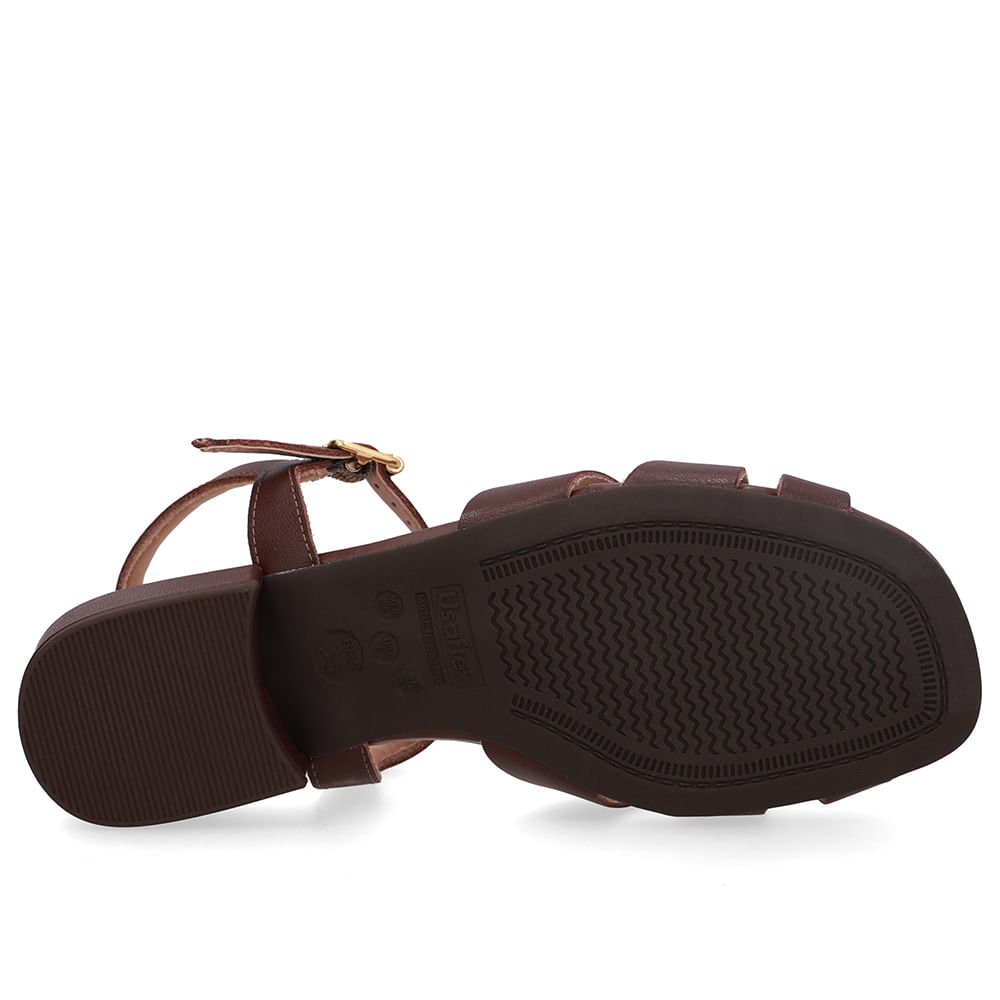 Sandália Couro Marrom Bico Quadrado Marrom 5