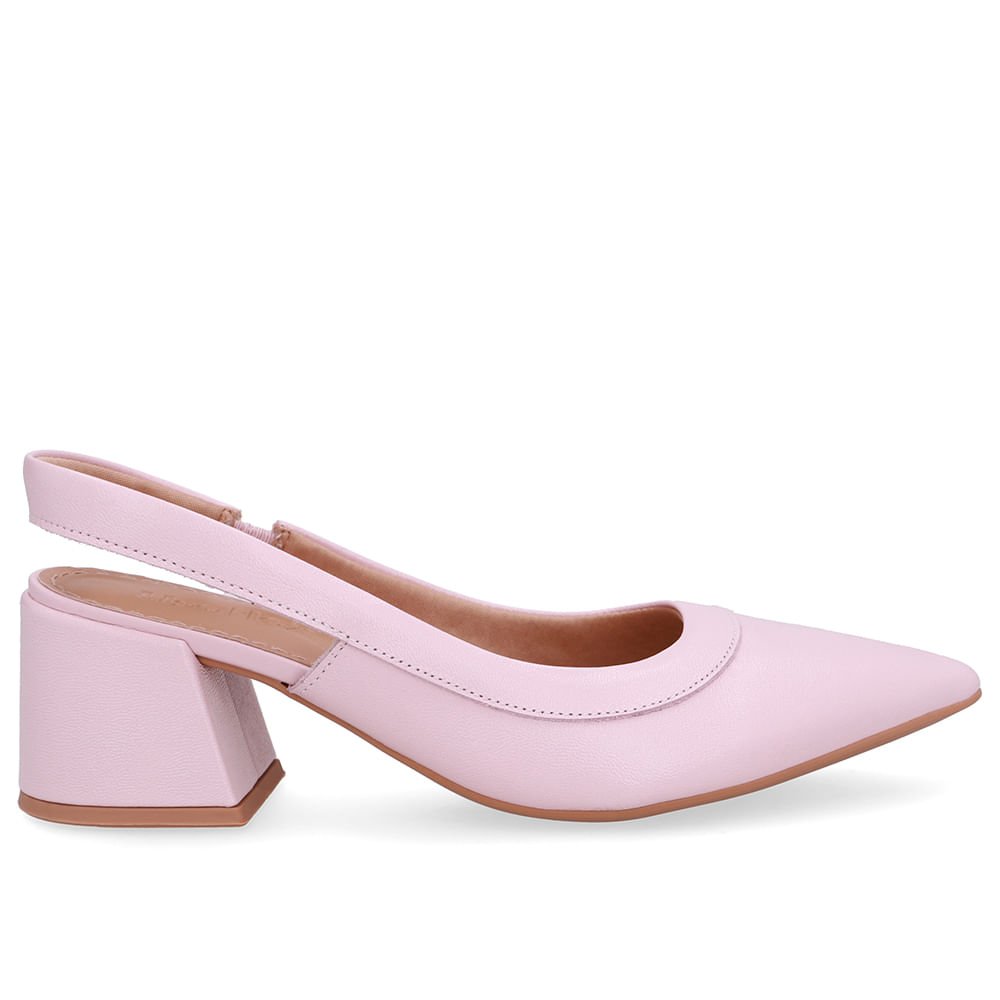 Slingback Rosa Salto Bico Fino