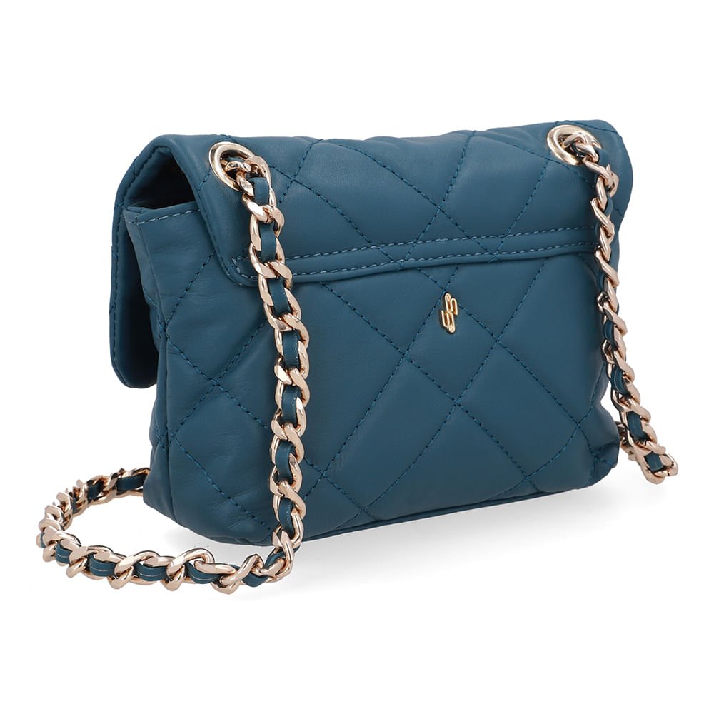 Bolsa Tiracolo Couro Azul Matelassê Azul 2