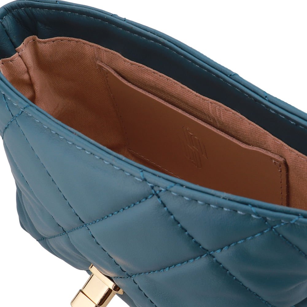 Bolsa Tiracolo Couro Azul Matelassê Azul 3