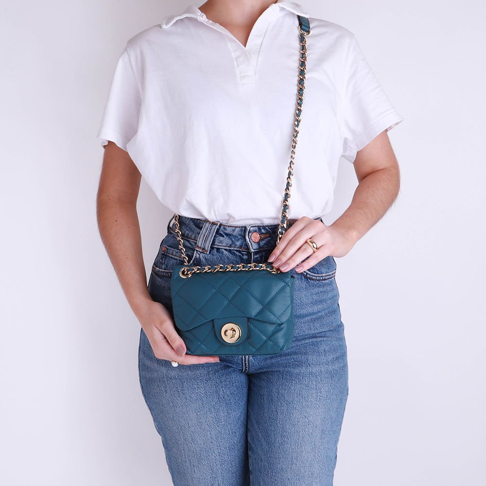 Bolsa Tiracolo Couro Azul Matelassê Azul 4