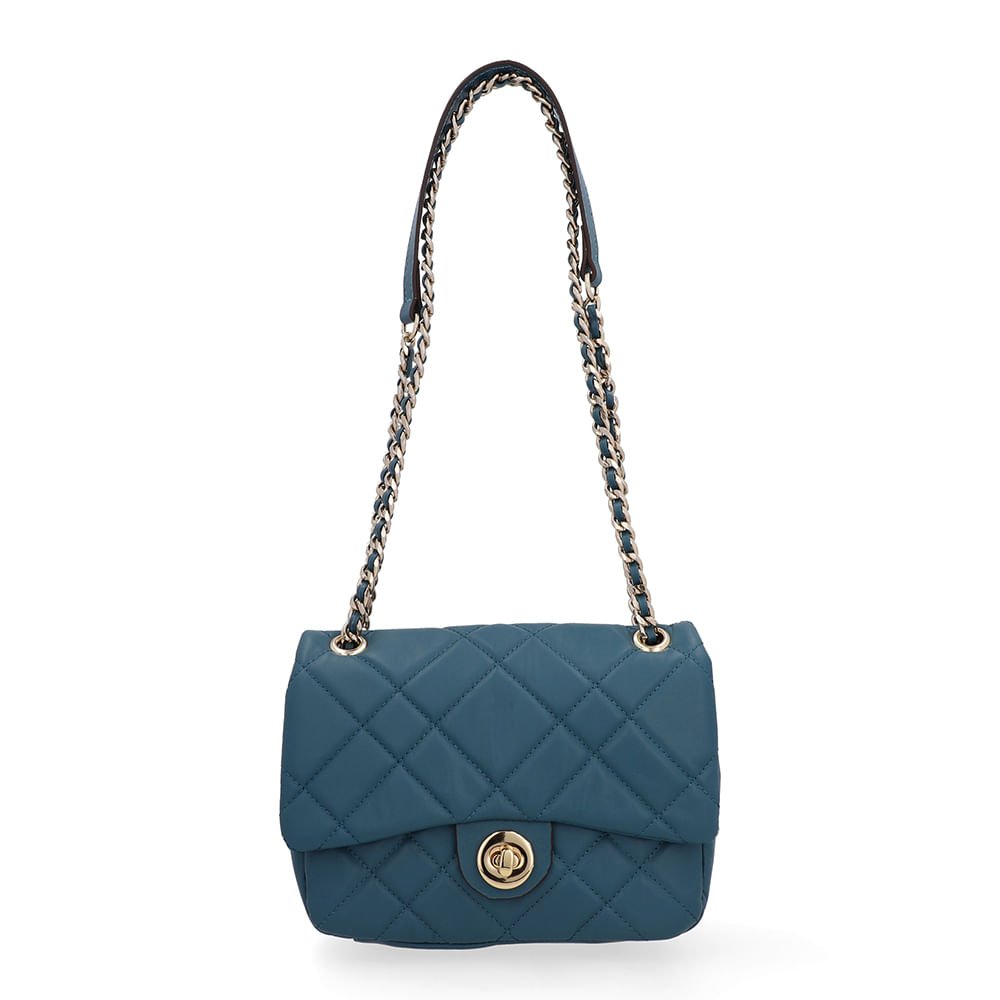 Bolsa Tiracolo Couro Azul Matelassê