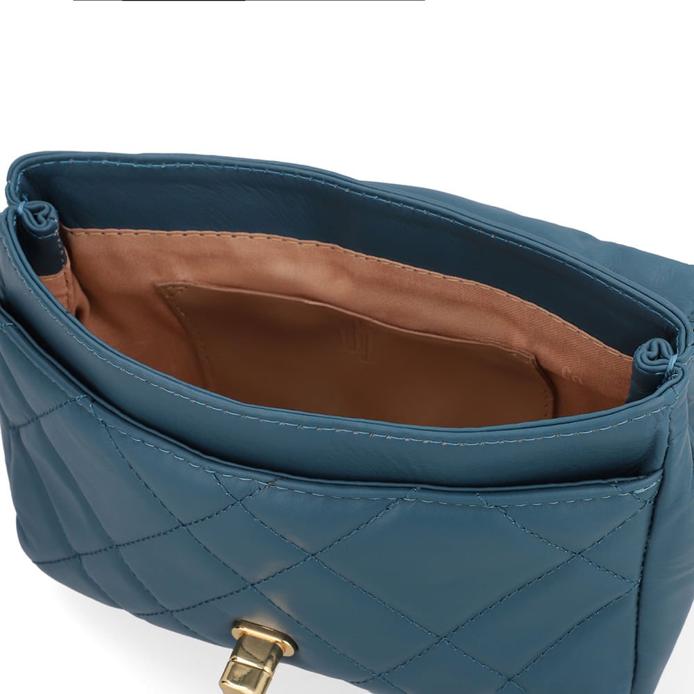 Bolsa Tiracolo Couro Azul Matelassê Azul 3