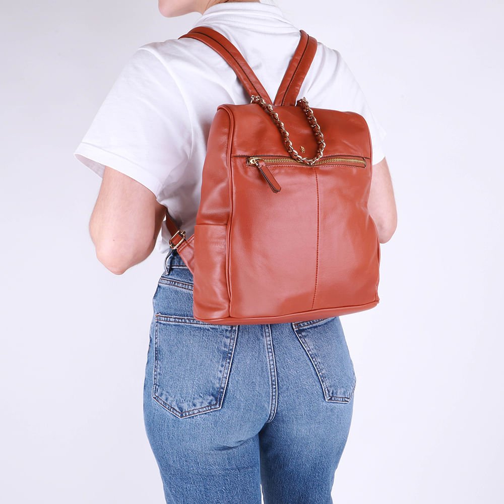 Mochila Couro Marrom Marrom 5