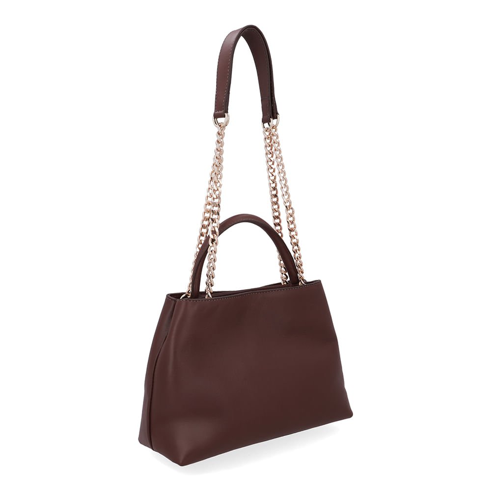 Bolsa Tote Couro Marrom Detalhe Corrente Marrom 2