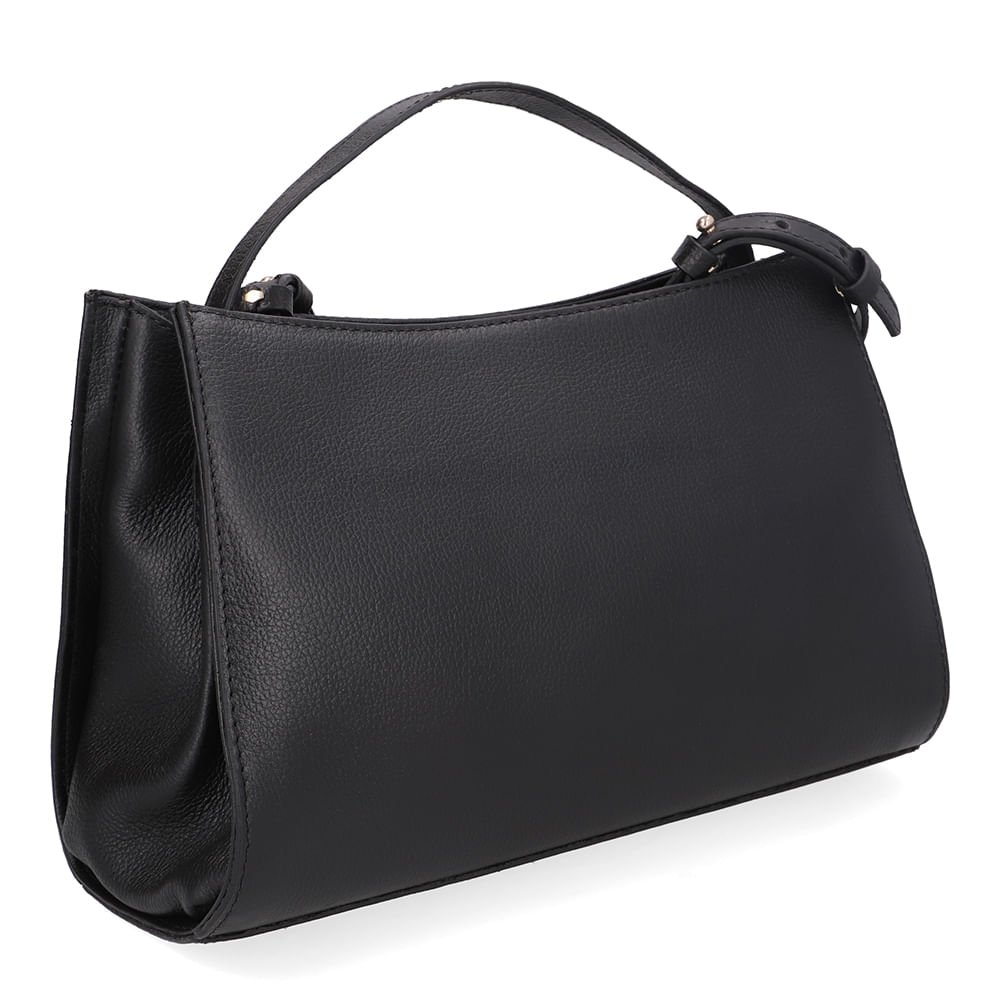 Bolsa Tote Couro Preta Enfeite Preto 2