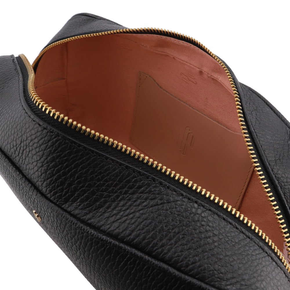 Bolsa Baguete Couro Preta Básica Preto 3