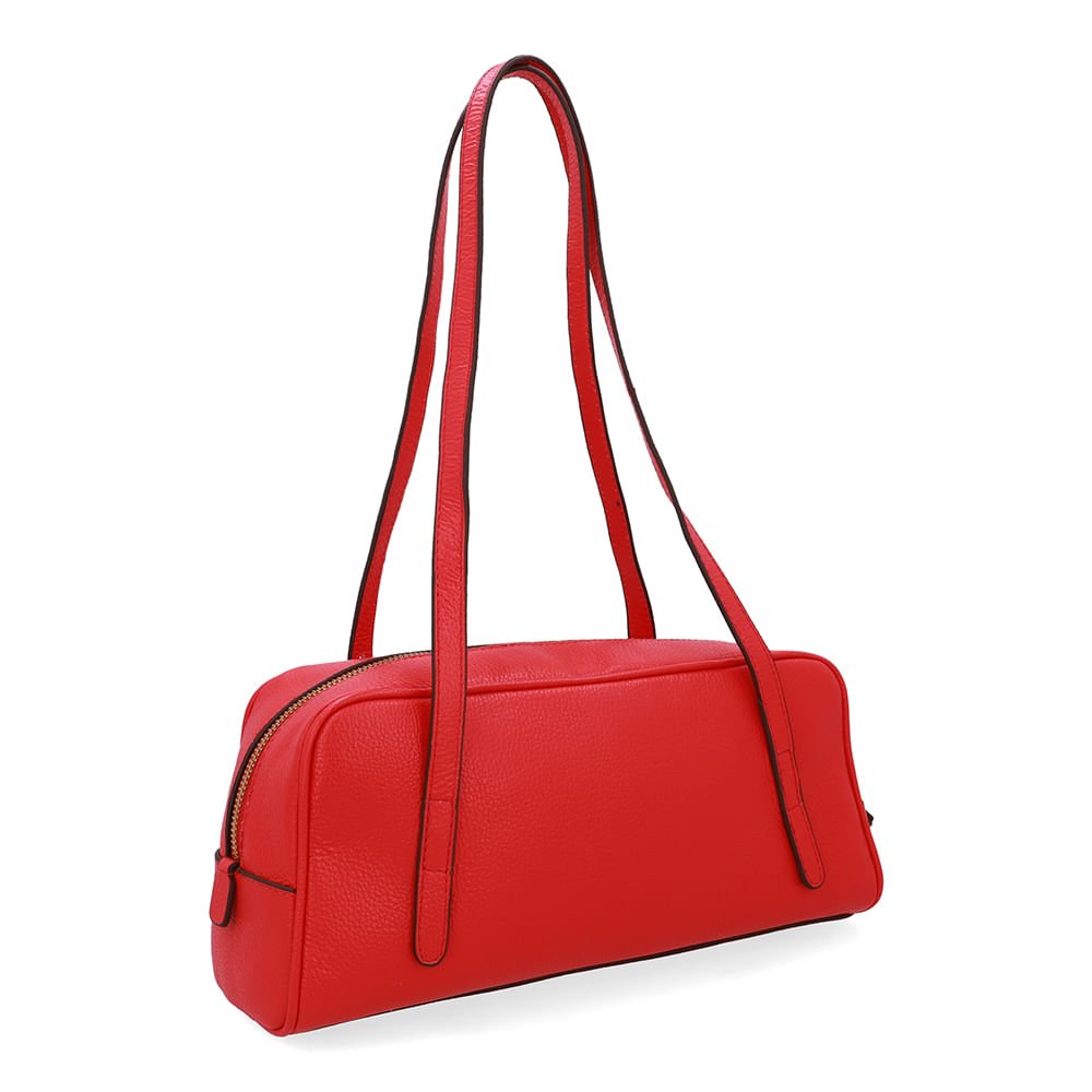 Bolsa Baguete Couro Vermelha Básica Vermelho 2