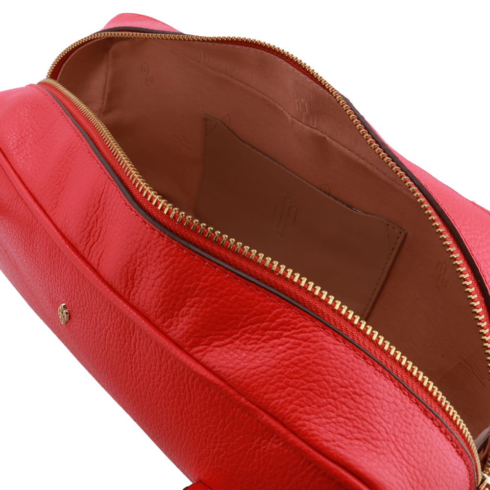 Bolsa Baguete Couro Vermelha Básica Vermelho 3