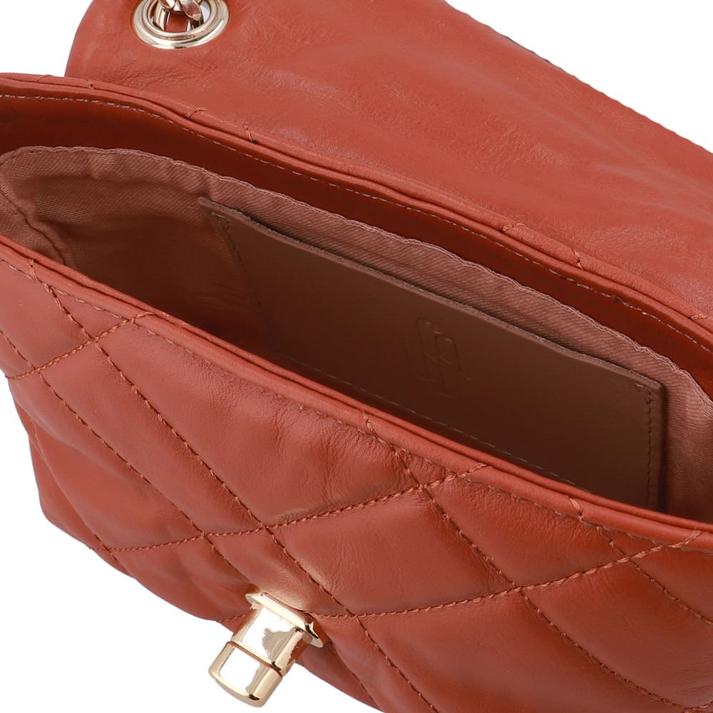 Bolsa Tiracolo Couro Marrom Matelassê Marrom 3