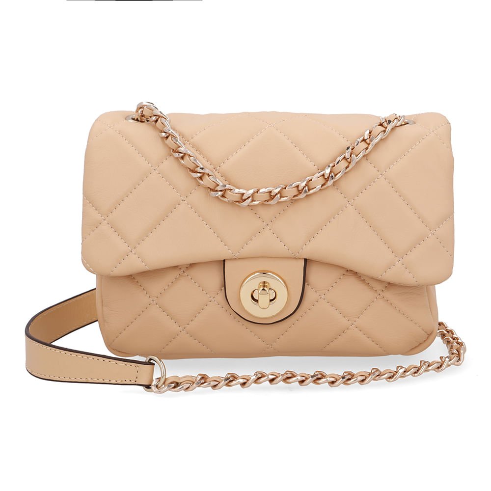 Bolsa Tiracolo Couro Bege Matelassê