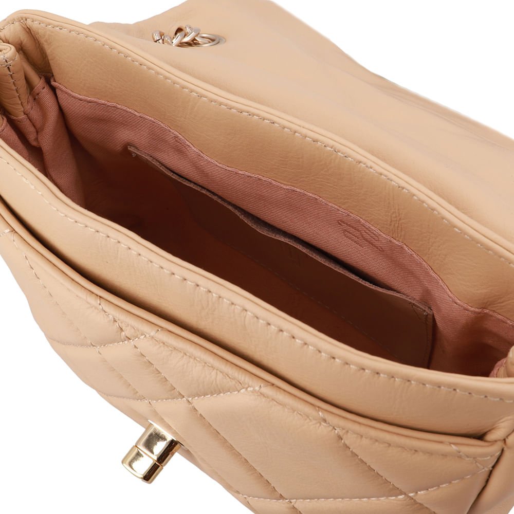 Bolsa Tiracolo Couro Bege Matelassê Bege 3