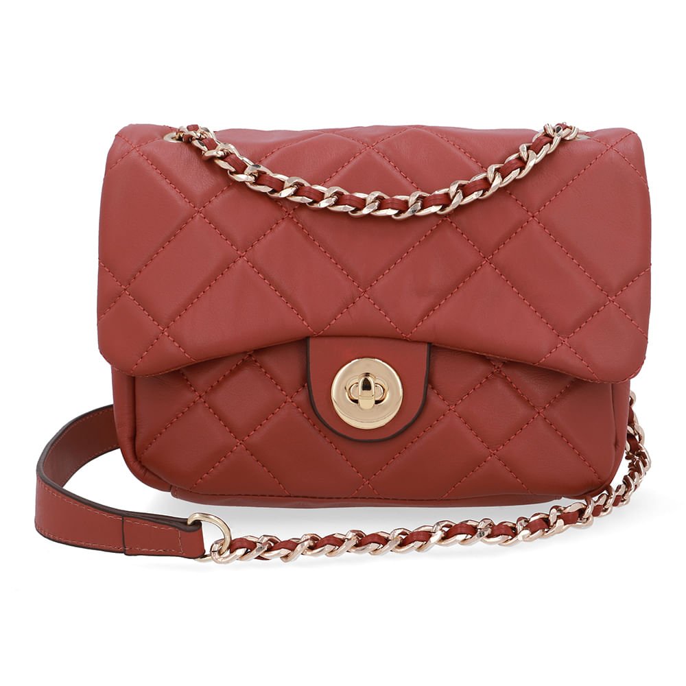 Bolsa Tiracolo Couro Marrom Matelassê