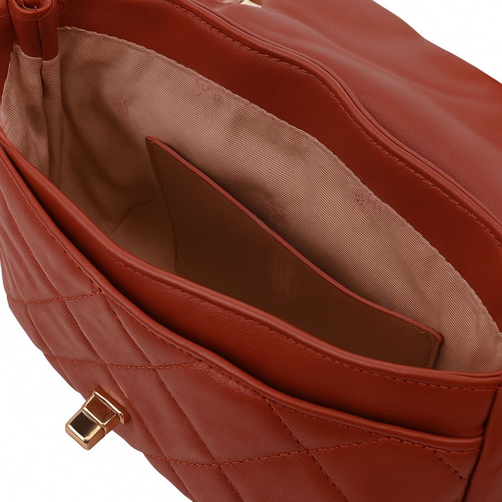 Bolsa Tiracolo Couro Marrom Matelassê Marrom 3
