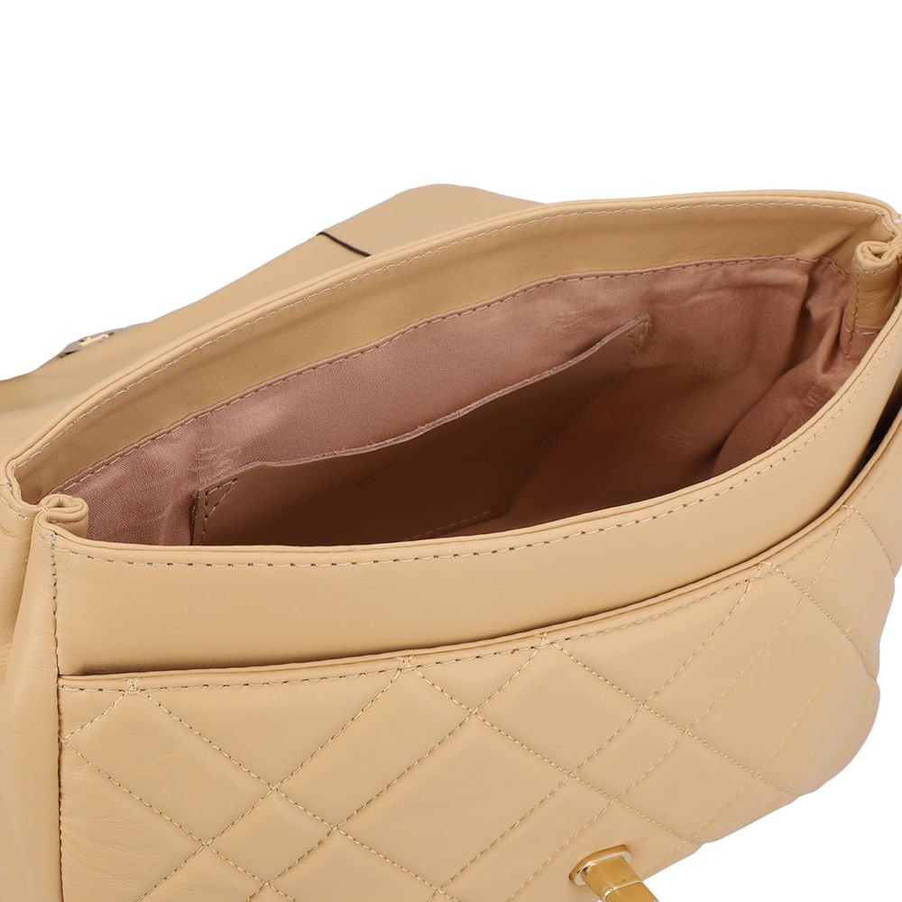 Bolsa Tiracolo Couro Bege Matelassê Bege 3