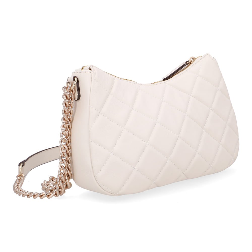 Bolsa Tiracolo Couro Branca Marfim Matelassê Corrente Marfim 2