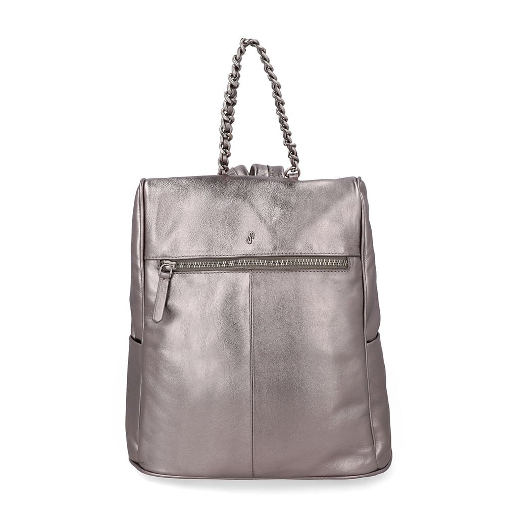 Mochila Couro Metalizada Aço