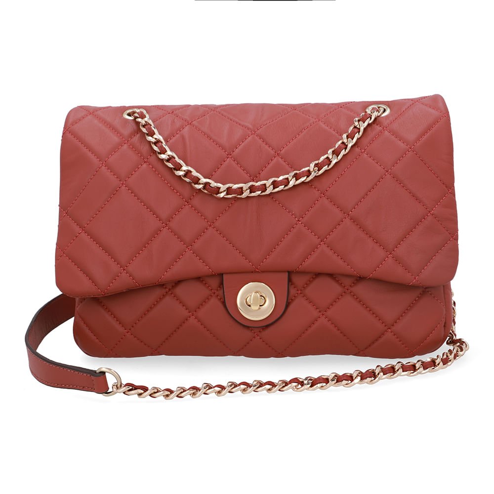 Bolsa Tiracolo Couro Marrom Matelassê