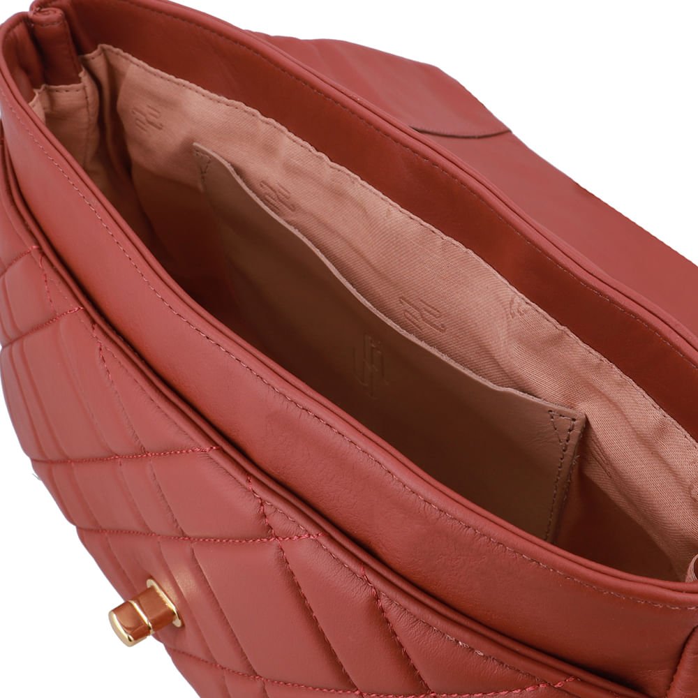 Bolsa Tiracolo Couro Marrom Matelassê Marrom 3