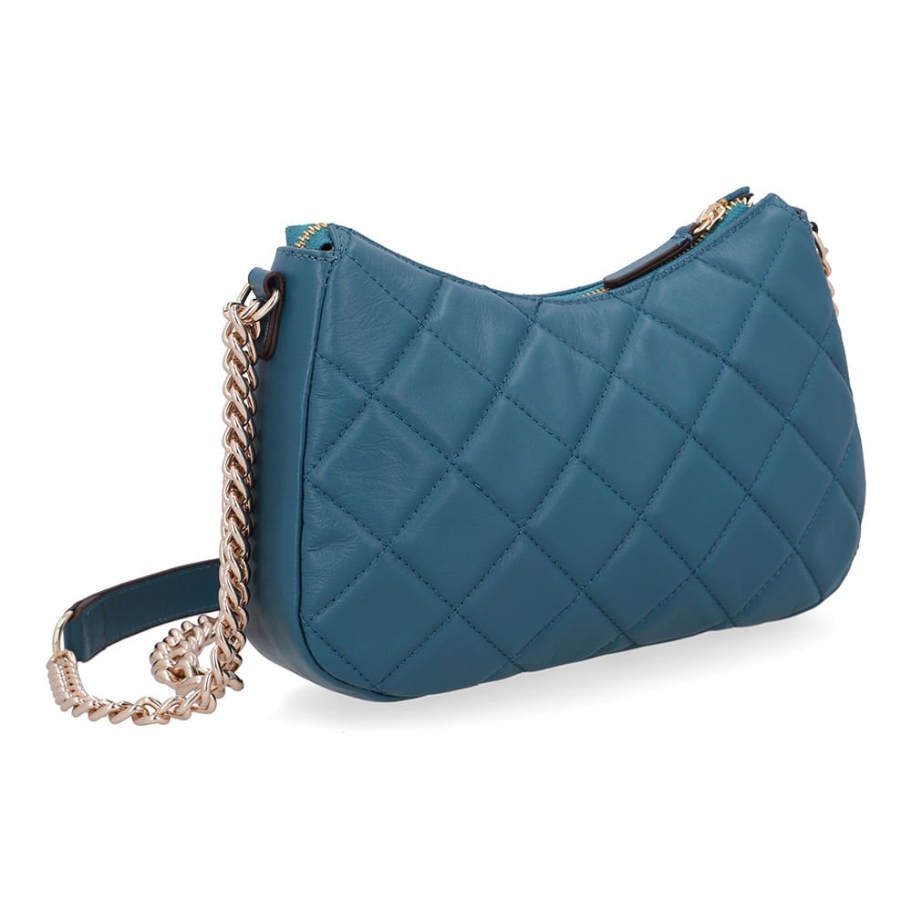 Bolsa Tiracolo Couro Azul Matelassê Corrente Azul 2