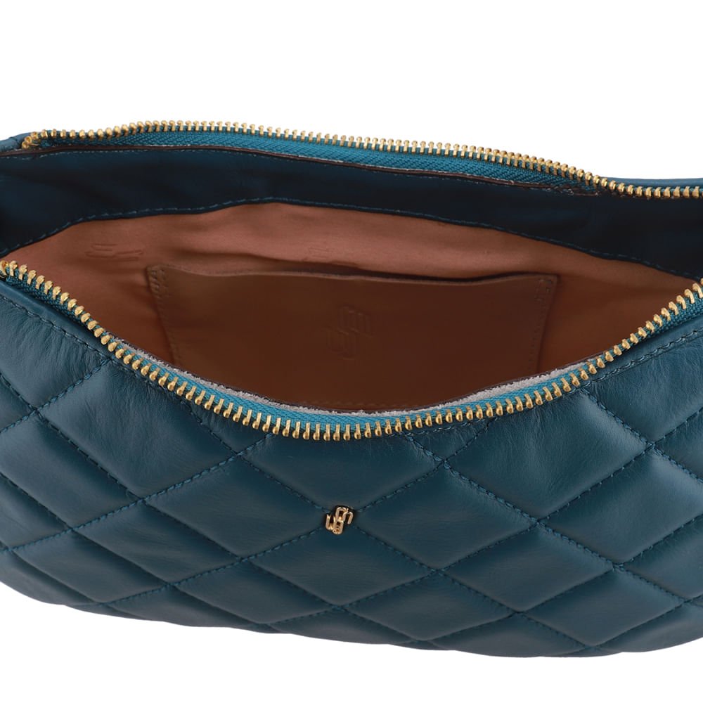 Bolsa Tiracolo Couro Azul Matelassê Corrente Azul 3