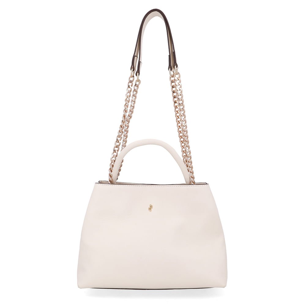 Bolsa Tote Couro Branca Marfim Detalhe Corrente