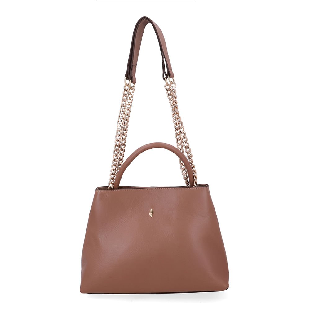 Bolsa Tote Couro Marrom Detalhe Corrente